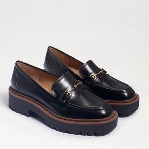 SAM EDELMAN Laurs Chunky Lug Sole Loafers Patent Leather Black